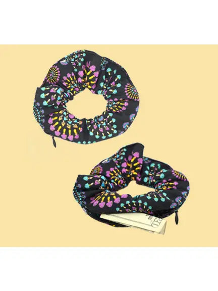 Cotton Mushroom Print Scrunchie with Secret Pocket